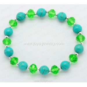 Turquoise semi precious gemstone crystal bracelet charm bangle